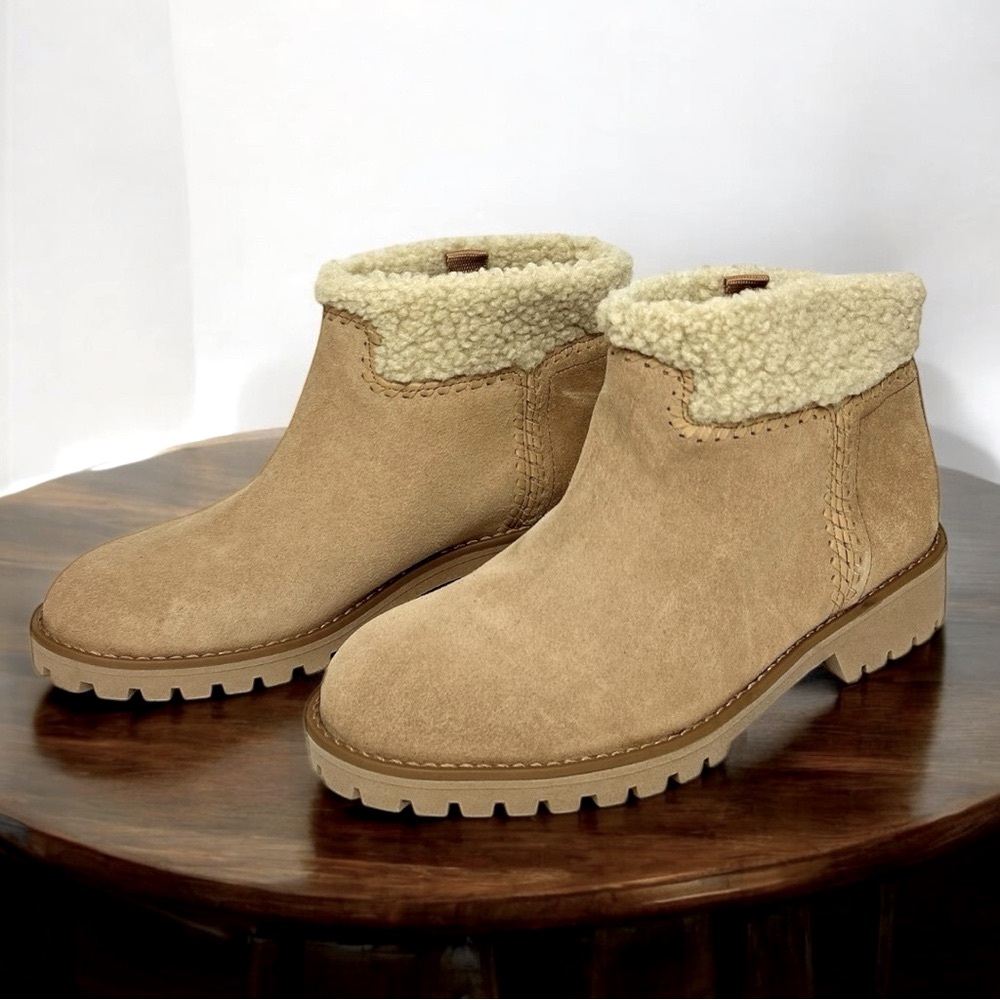 🆕 NWT Jack Rogers Sophie Suede Sherpa Bootie Size 7M Lined & Cozy